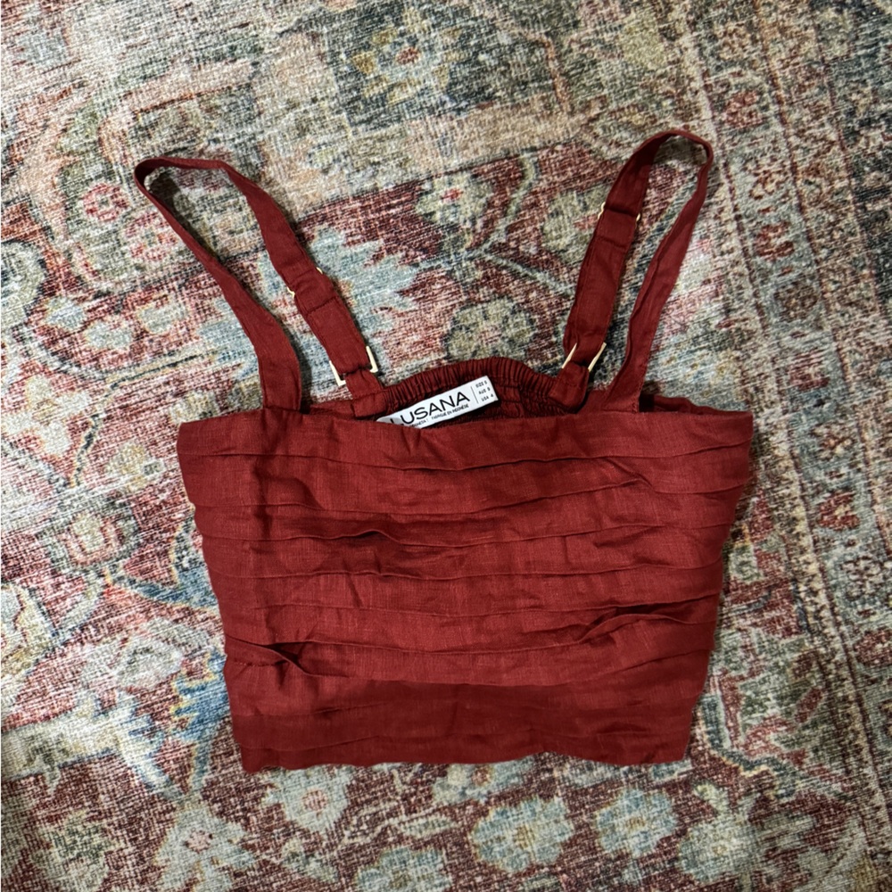 Maroon Linen Two Piece Set - Picture 4 of 5
